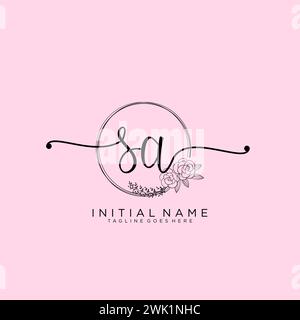 SA Initial handwriting logo with circle Stock Vector