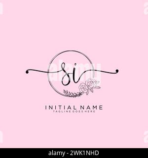 SI Initial handwriting logo with circle Stock Vector