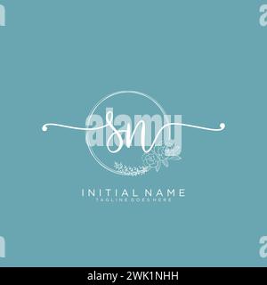 SN Initial handwriting logo with circle Stock Vector