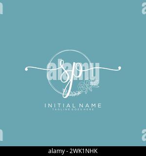 SP Initial handwriting logo with circle Stock Vector