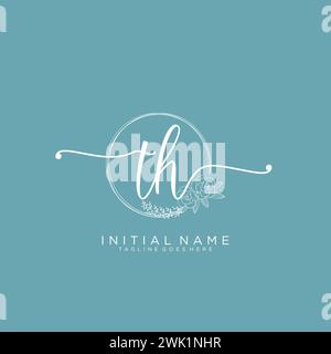 TH Initial handwriting logo with circle Stock Vector