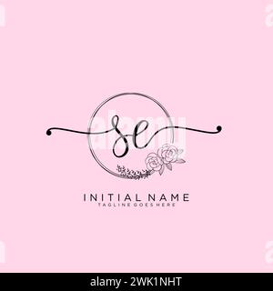SE Initial handwriting logo with circle Stock Vector