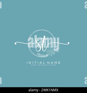 ST Initial handwriting logo with circle Stock Vector