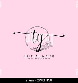 TG Initial handwriting logo with circle Stock Vector