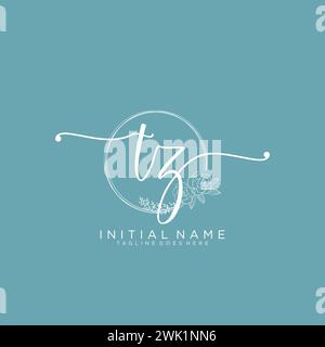 TZ Initial handwriting logo with circle Stock Vector