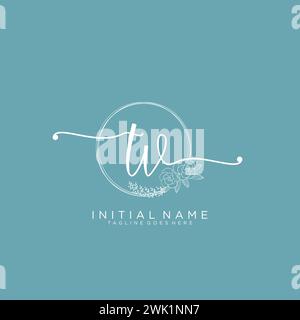 TV Initial handwriting logo with circle Stock Vector