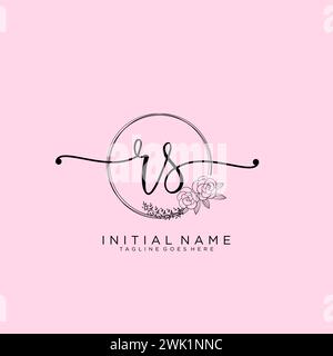 RS Initial handwriting logo with circle Stock Vector