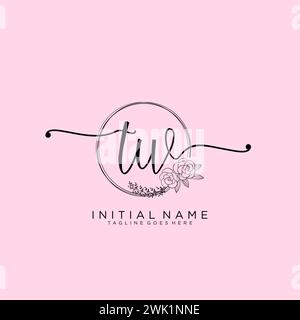 TW Initial handwriting logo with circle Stock Vector
