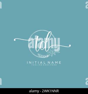 TD Initial handwriting logo with circle Stock Vector