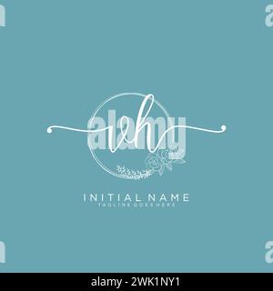 VH Initial handwriting logo with circle Stock Vector
