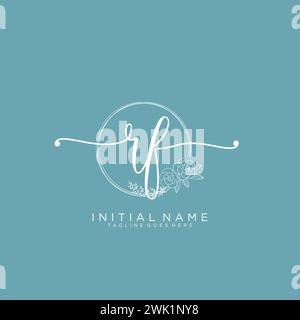 RF Initial handwriting logo with circle Stock Vector