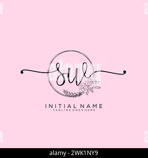 SW Initial handwriting logo with circle Stock Vector