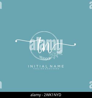 TN Initial handwriting logo with circle Stock Vector