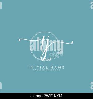 TJ Initial handwriting logo with circle Stock Vector