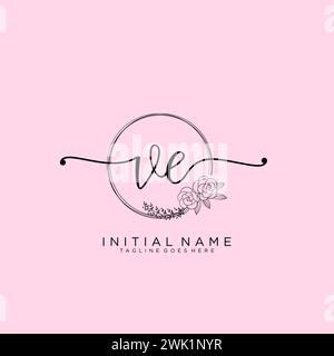 VE Initial handwriting logo with circle Stock Vector