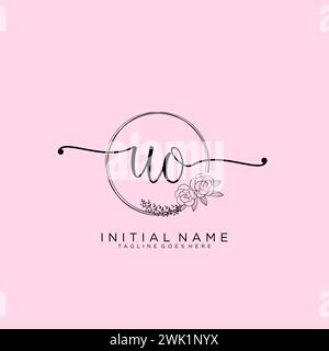 UO Initial handwriting logo with circle Stock Vector