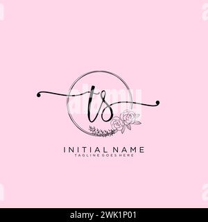 TS Initial handwriting logo with circle Stock Vector