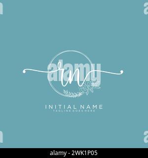 RN Initial handwriting logo with circle Stock Vector