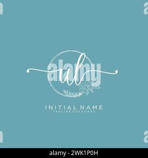 UL Initial handwriting logo with circle Stock Vector