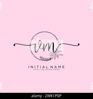 VM Initial handwriting logo with circle Stock Vector