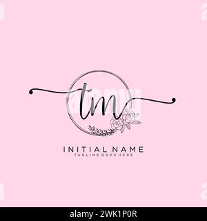 TM Initial handwriting logo with circle Stock Vector