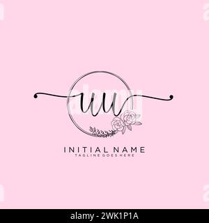 UU Initial handwriting logo with circle Stock Vector