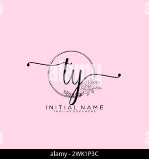 TY Initial handwriting logo with circle Stock Vector