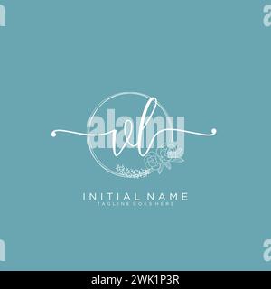 VL Initial handwriting logo with circle Stock Vector