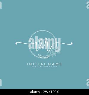 VR Initial handwriting logo with circle Stock Vector