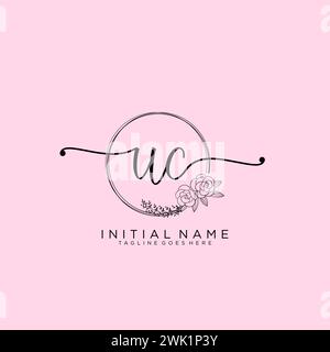 UC Initial handwriting logo with circle Stock Vector