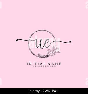 UE Initial handwriting logo with circle Stock Vector