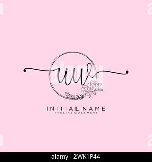 UW Initial handwriting logo with circle Stock Vector