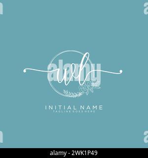 WL Initial handwriting logo with circle Stock Vector