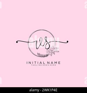 VS Initial handwriting logo with circle Stock Vector
