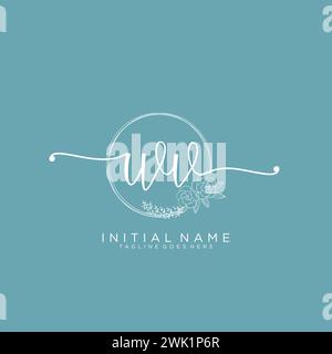 WV Initial handwriting logo with circle Stock Vector