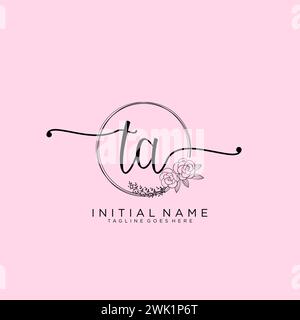 TA Initial handwriting logo with circle Stock Vector