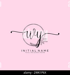 WY Initial handwriting logo with circle Stock Vector