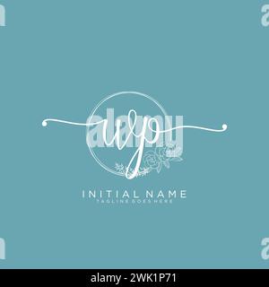 WP Initial handwriting logo with circle Stock Vector