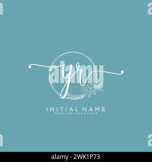 YR Initial handwriting logo with circle Stock Vector
