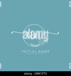 UN Initial handwriting logo with circle Stock Vector