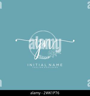 YN Initial handwriting logo with circle Stock Vector