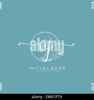 VJ Initial handwriting logo with circle Stock Vector