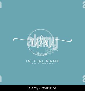 WX Initial handwriting logo with circle Stock Vector