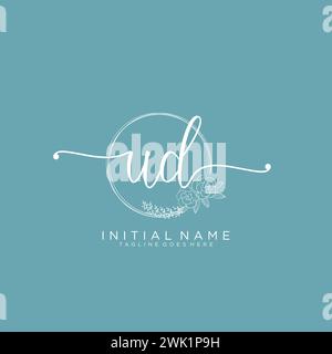 UD Initial handwriting logo with circle Stock Vector
