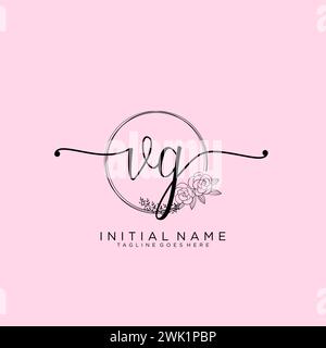 VG Initial handwriting logo with circle Stock Vector
