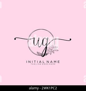UG Initial handwriting logo with circle Stock Vector