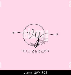 VY Initial handwriting logo with circle Stock Vector