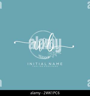 WB Initial handwriting logo with circle Stock Vector
