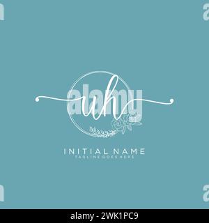 UH Initial handwriting logo with circle Stock Vector