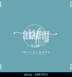 VF handwriting logo with circle template vector signature, wedding ...